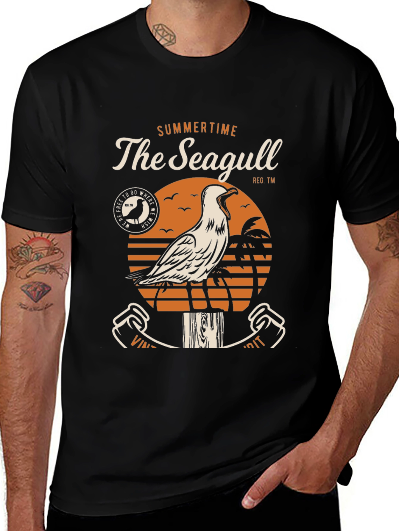 Variant 9 of Summertime Seagull Graphic T-Shirt - Vintage Spirit Tee