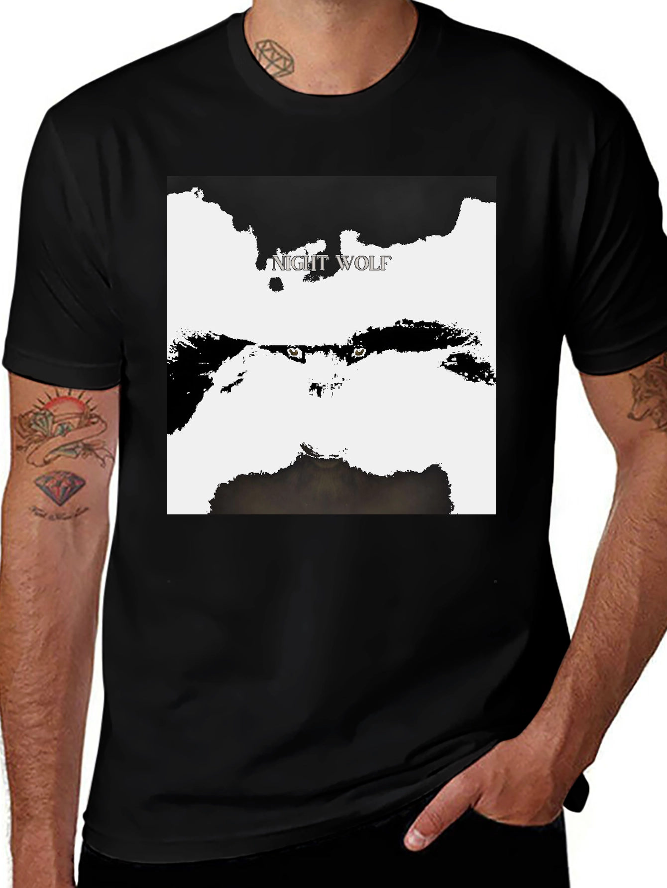 Night Wolf Graphic Tee - Black