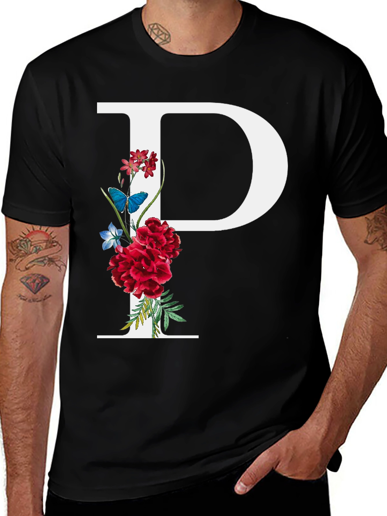 Variant 10 of Floral Letter P Graphic T-Shirt