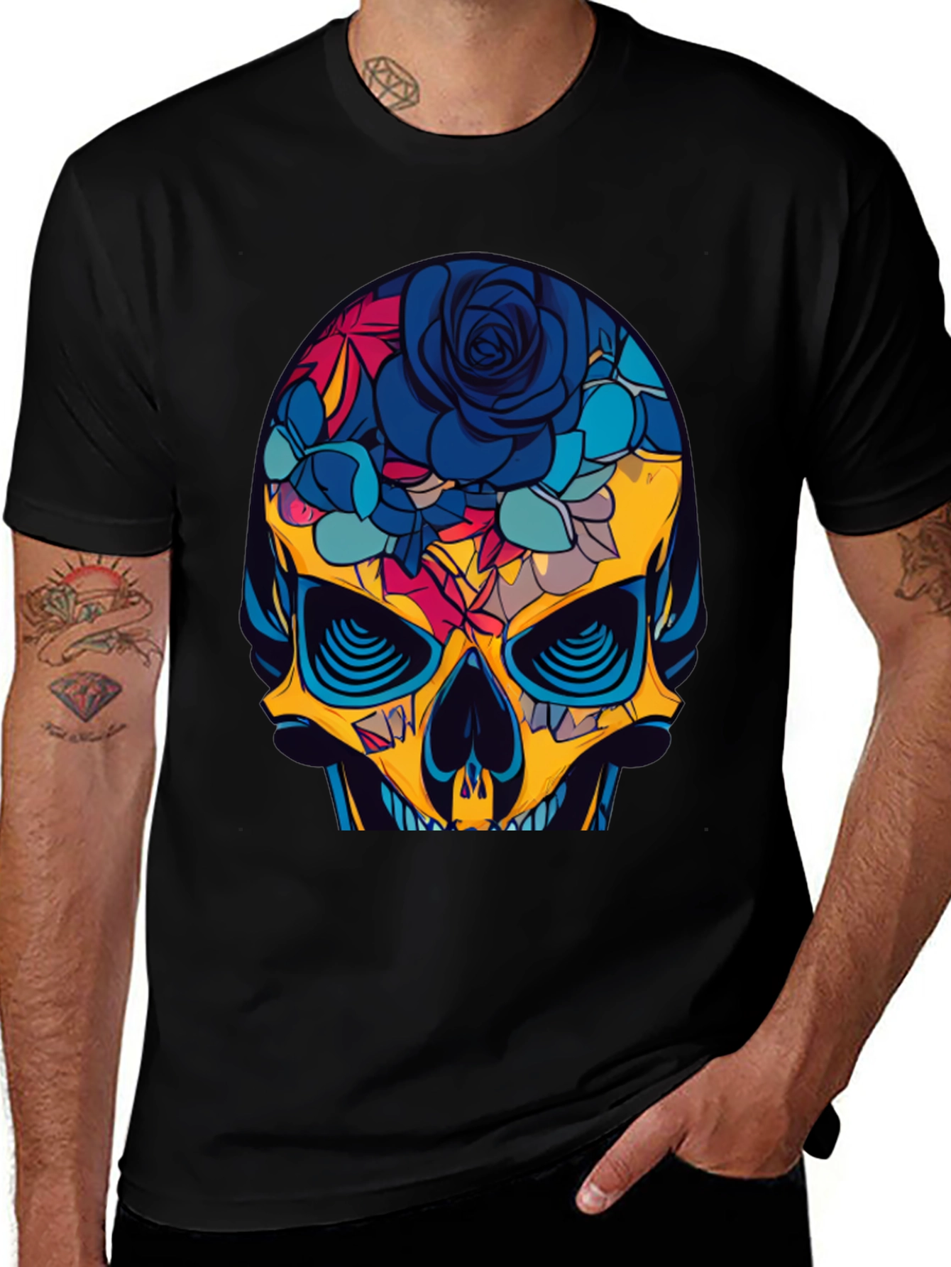 Variant 22 of Floral Skull Graphic Tee - Bold & Stylish