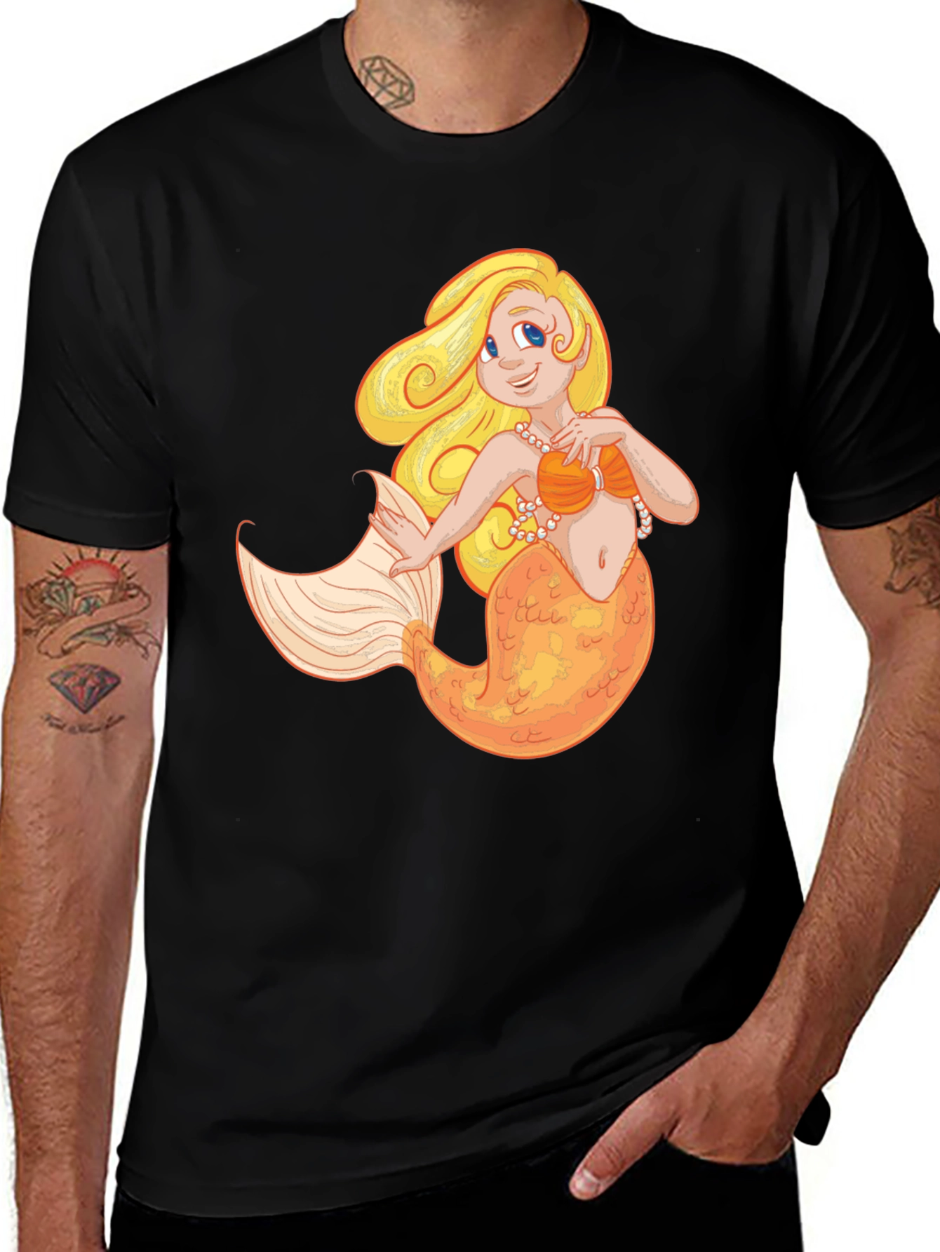 Mermaid Graphic Black T-Shirt
