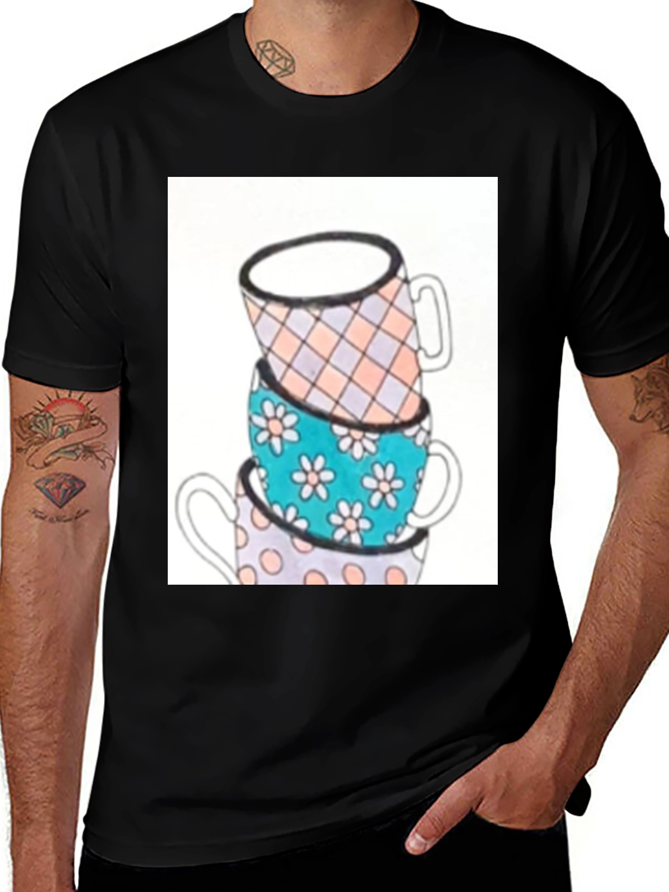 Variant 9 of Stacked Tea Cups Graphic Tee