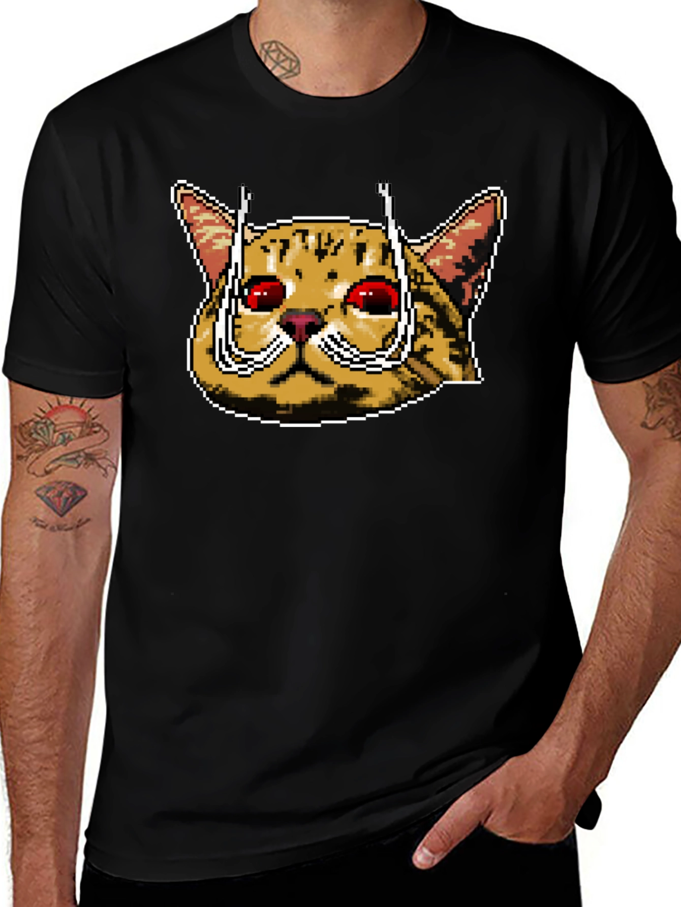 Variant 16 of Pixel Art Crying Cat T-Shirt - Funny Meme Tee
