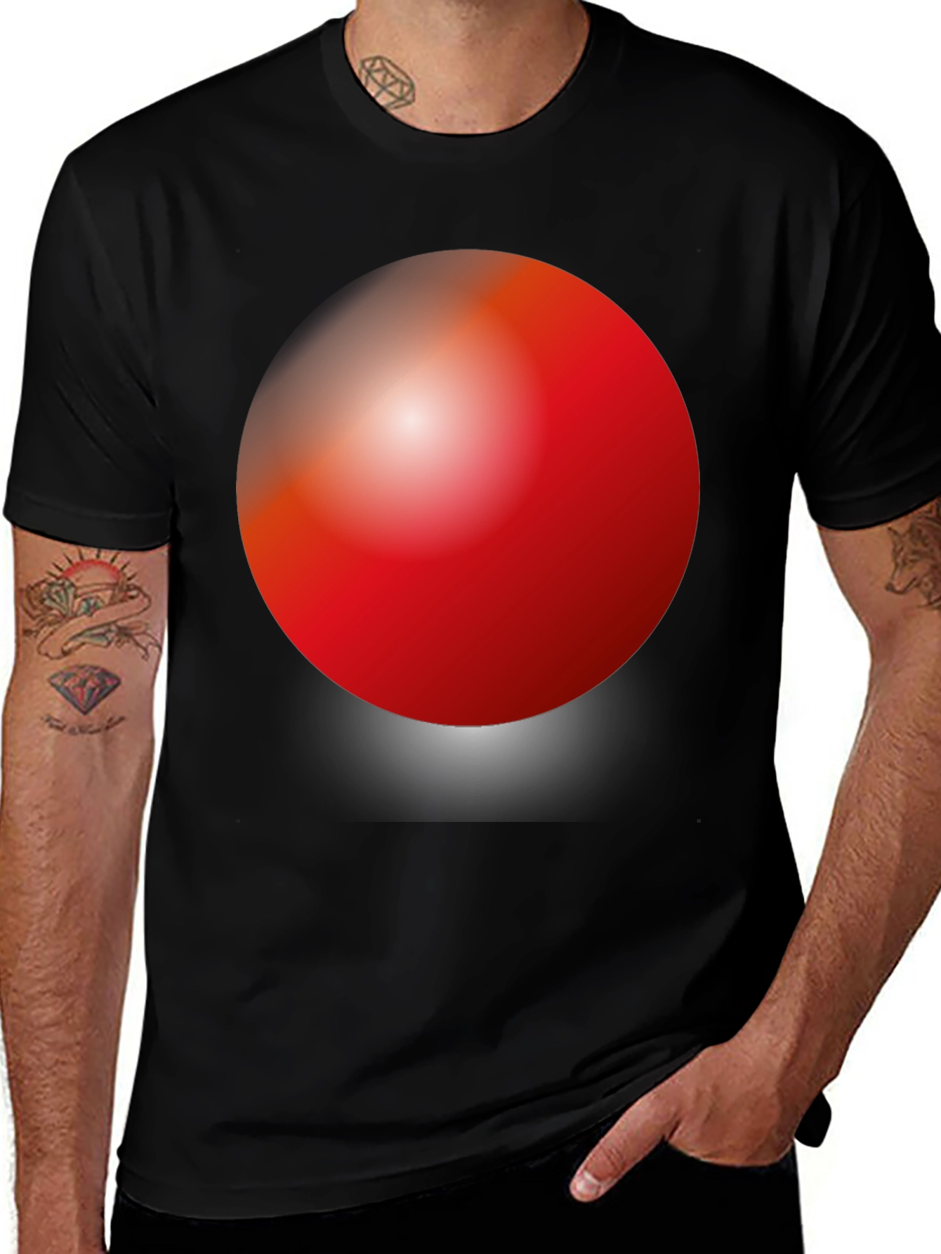 Variant 26 of Bold Red Orb Graphic Print Black T-Shirt