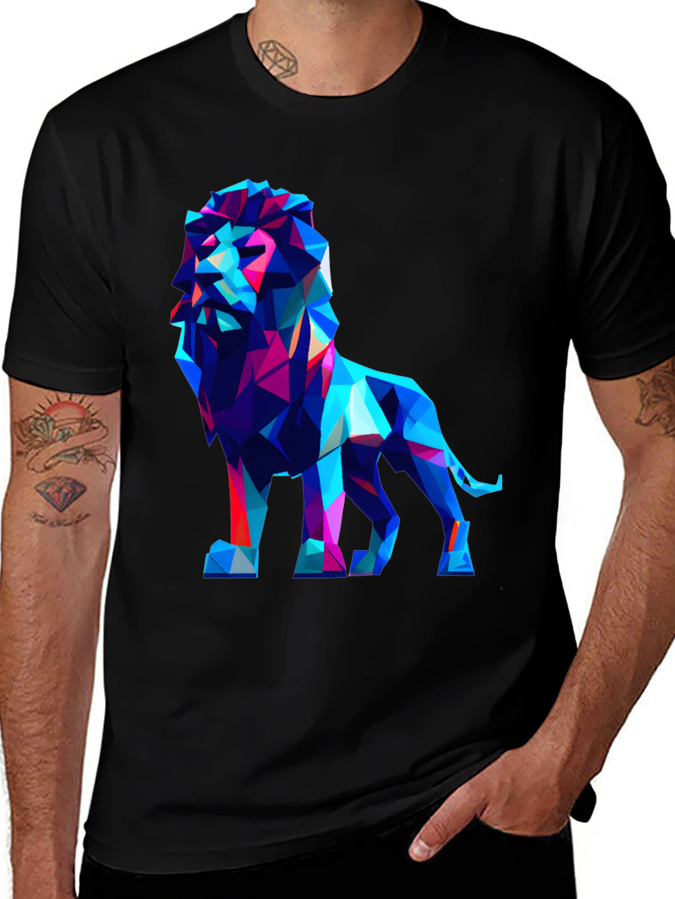 Variant 15 of Geometric Lion Graphic Tee - Modern Art Shirt