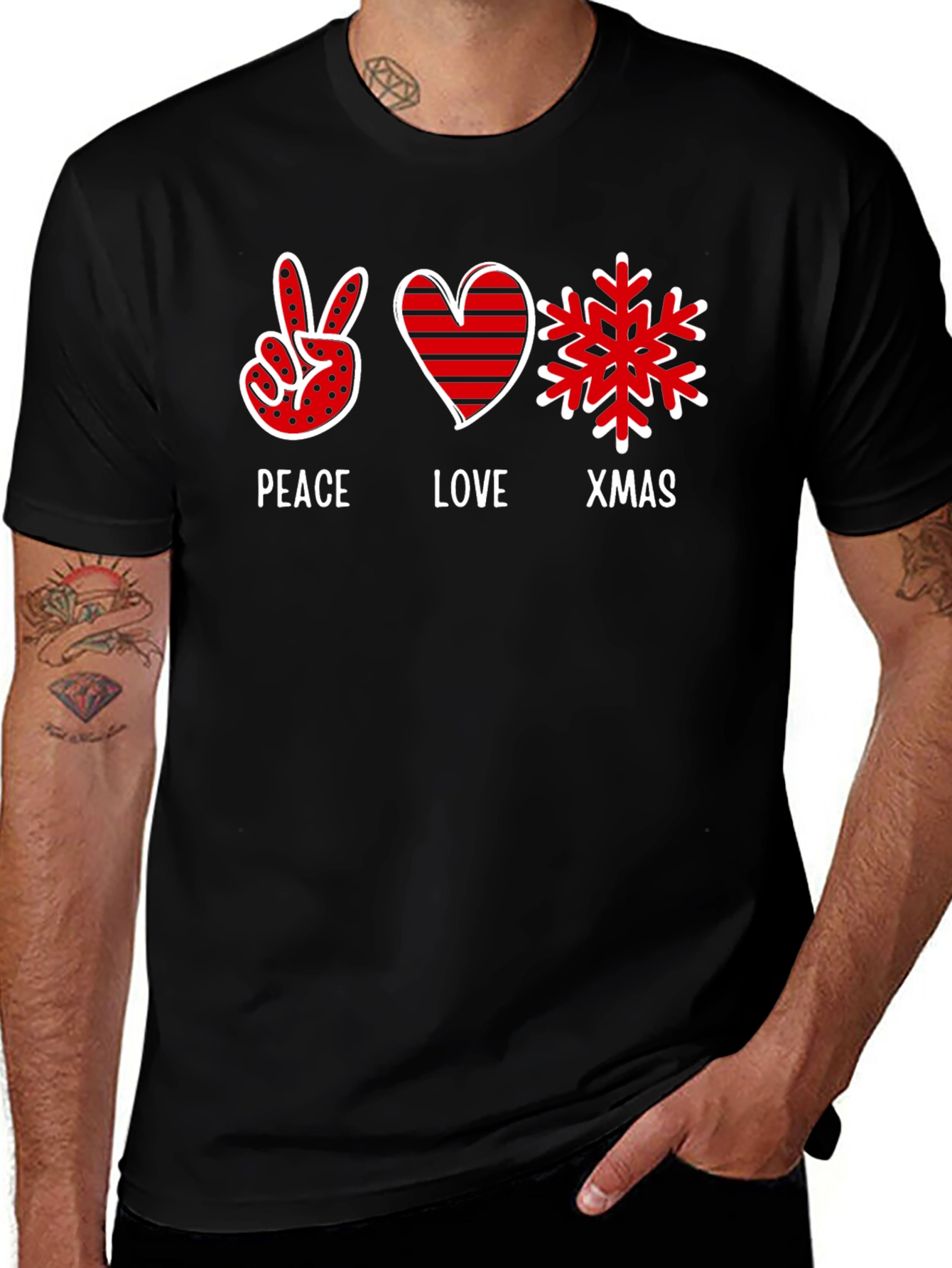 Peace Love Xmas T-Shirt Holiday Festive Tee