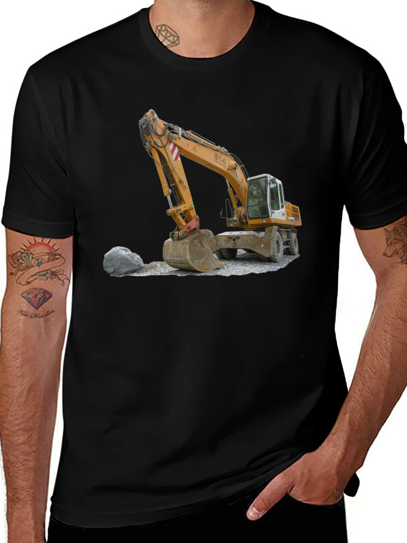 Variant 12 of Excavator Print Black T-Shirt