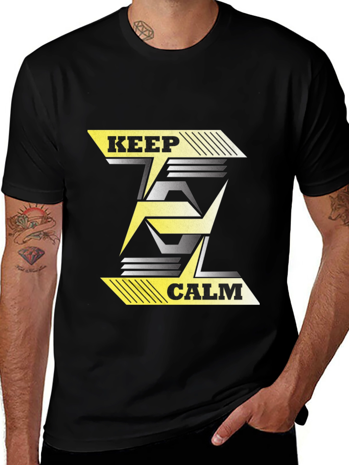 Variant 11 of Keep Calm Graphic T-Shirt - Black Cotton Tee