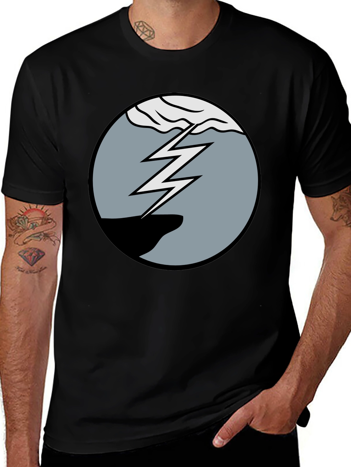 Variant 29 of Thunderbolt Graphic Tee - Black Cotton T-Shirt