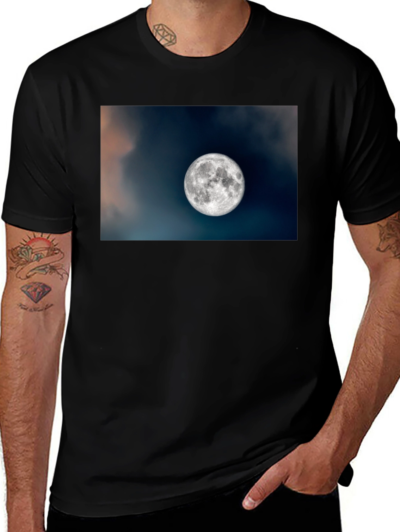 Variant 20 of Full Moon Graphic Black T-Shirt