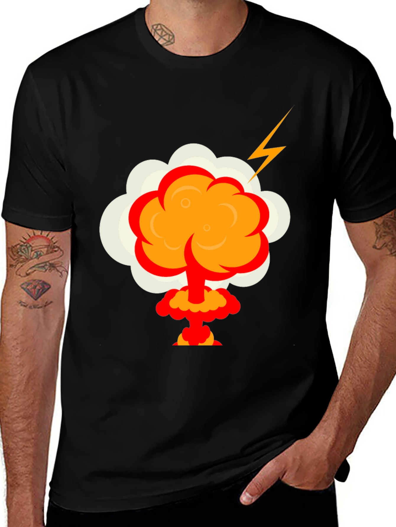 Variant 13 of Cartoon Explosion Graphic Tee - Men's Black T-Shirt