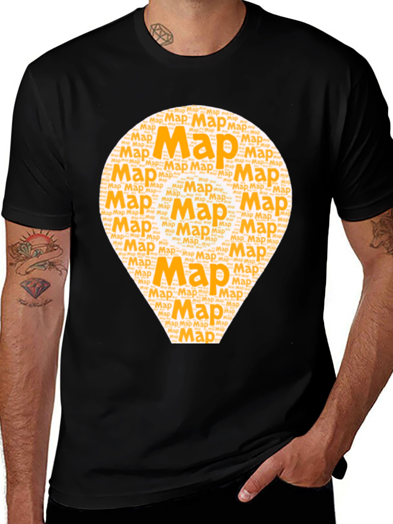 Variant 8 of Map Word Art Graphic T-Shirt - Black