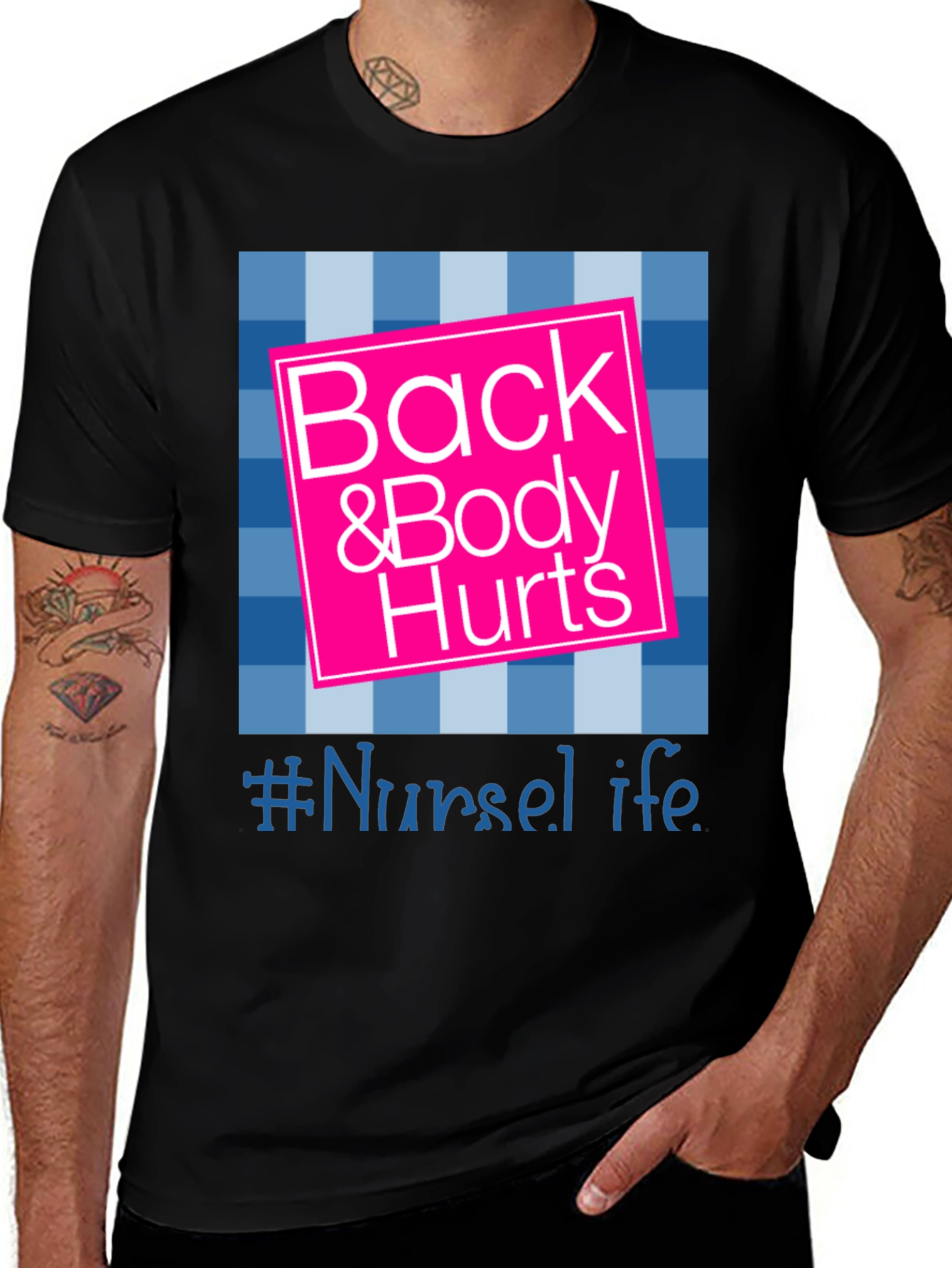 Variant 20 of Nurse Life Back & Body Hurts Graphic Tee