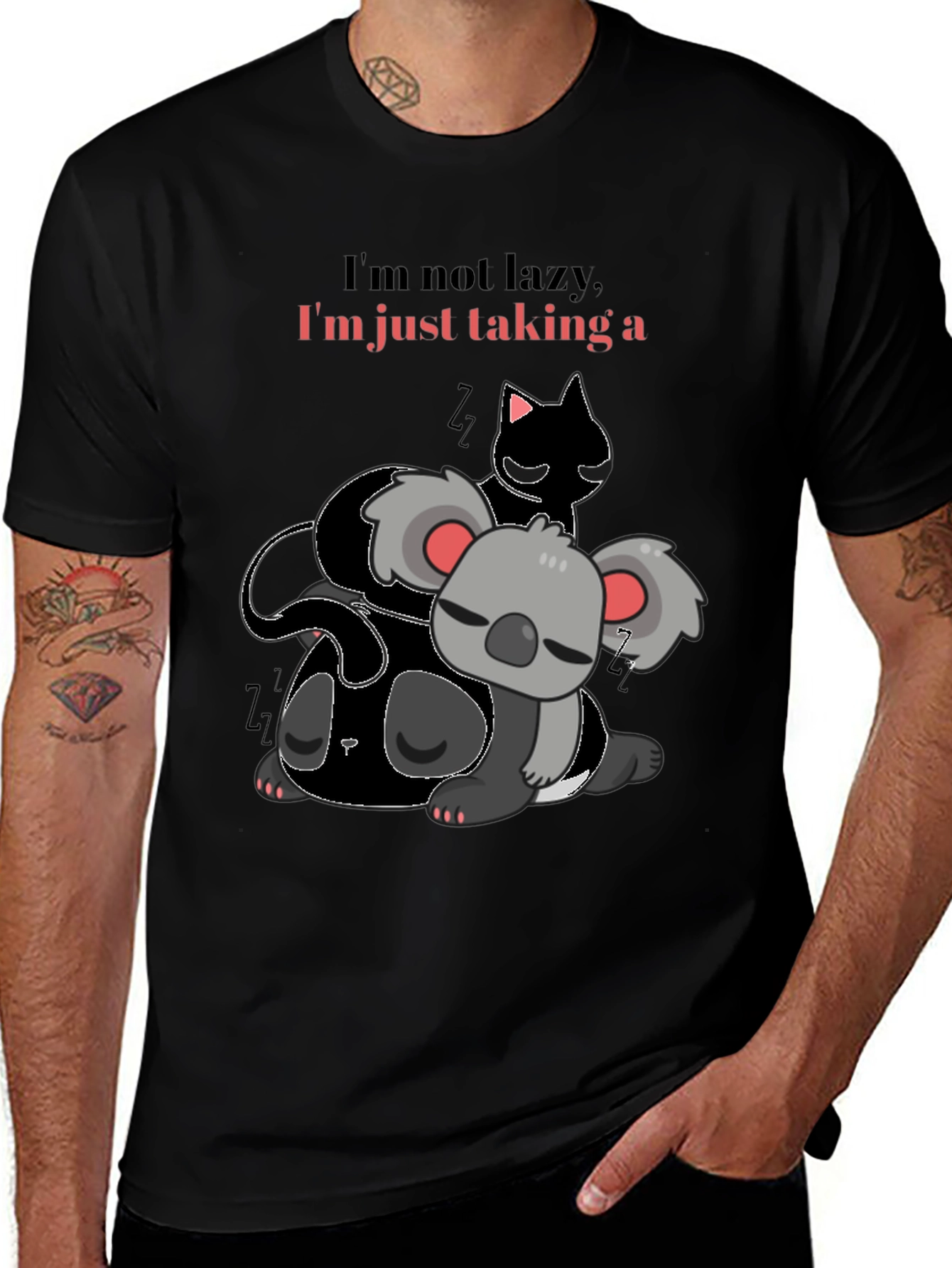 Variant 20 of Lazy Koala & Cat Nap T-Shirt - Funny Sleep Tee