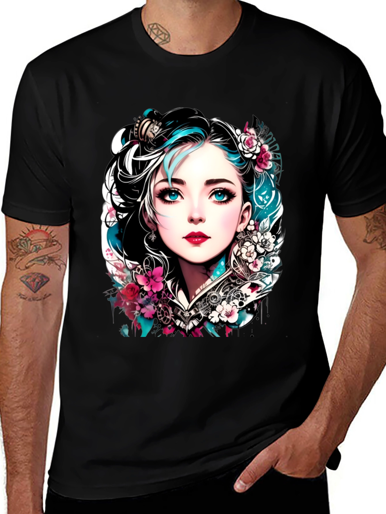 Variant 26 of Floral Steampunk Girl Tee