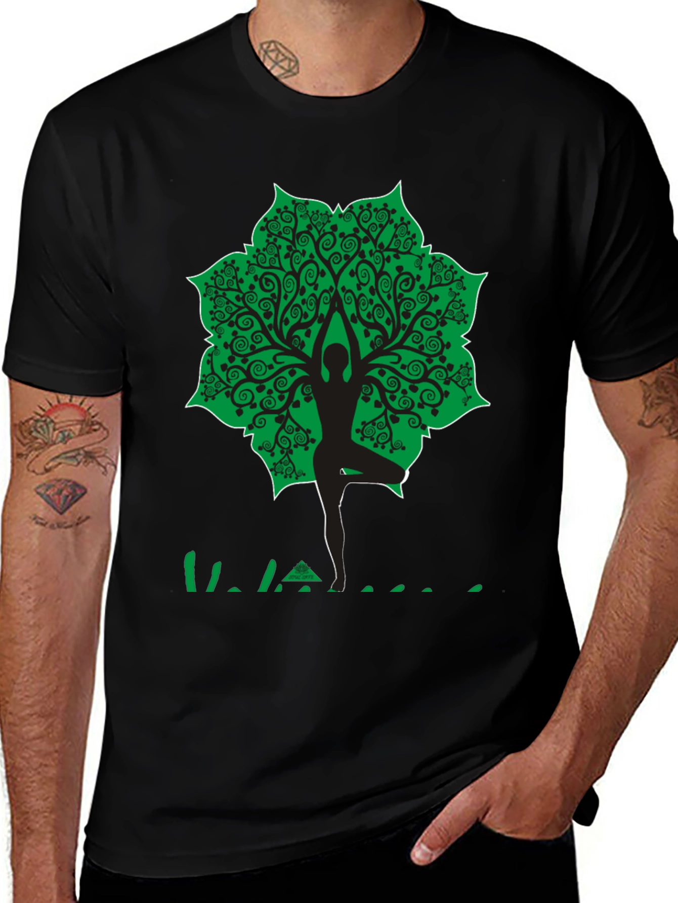 Variant 11 of Yoga Tree Pose Graphic T-Shirt - Black