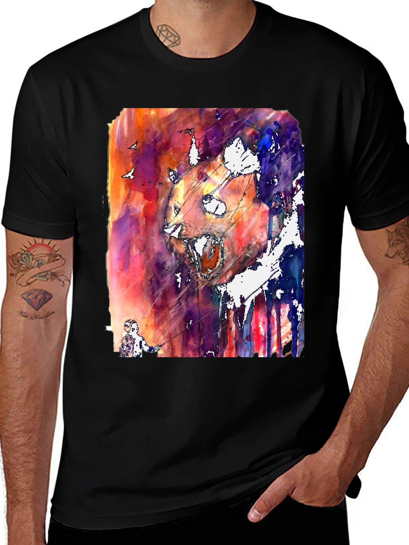 Variant 6 of Watercolor Bear Graphic T-Shirt - Unique Art Tee