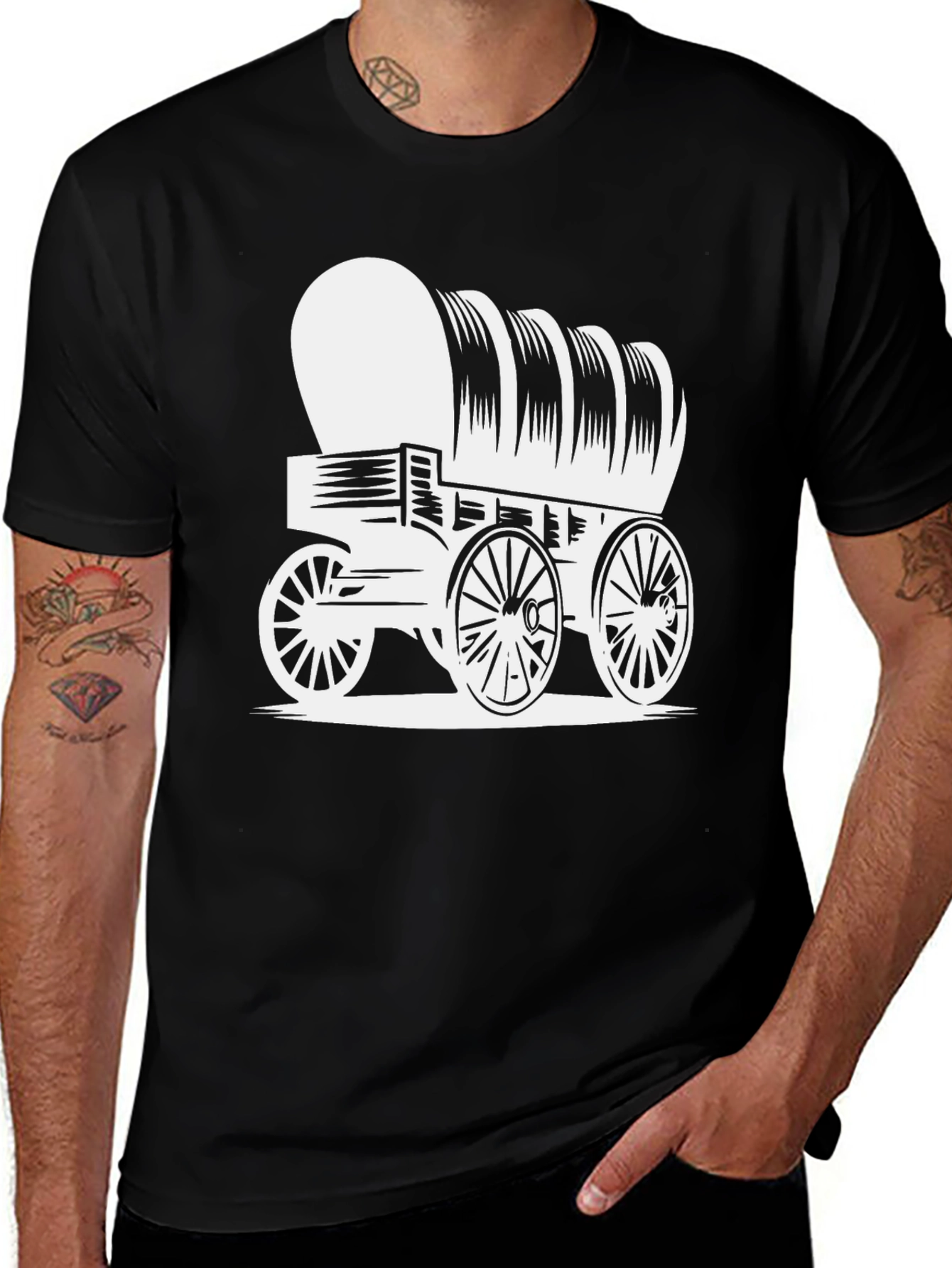 Covered Wagon Graphic Tee - Western Style Shirt