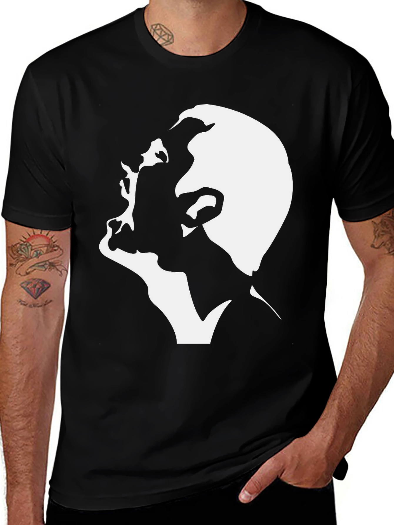 Variant 16 of Abstract Silhouette Graphic Tee - Black