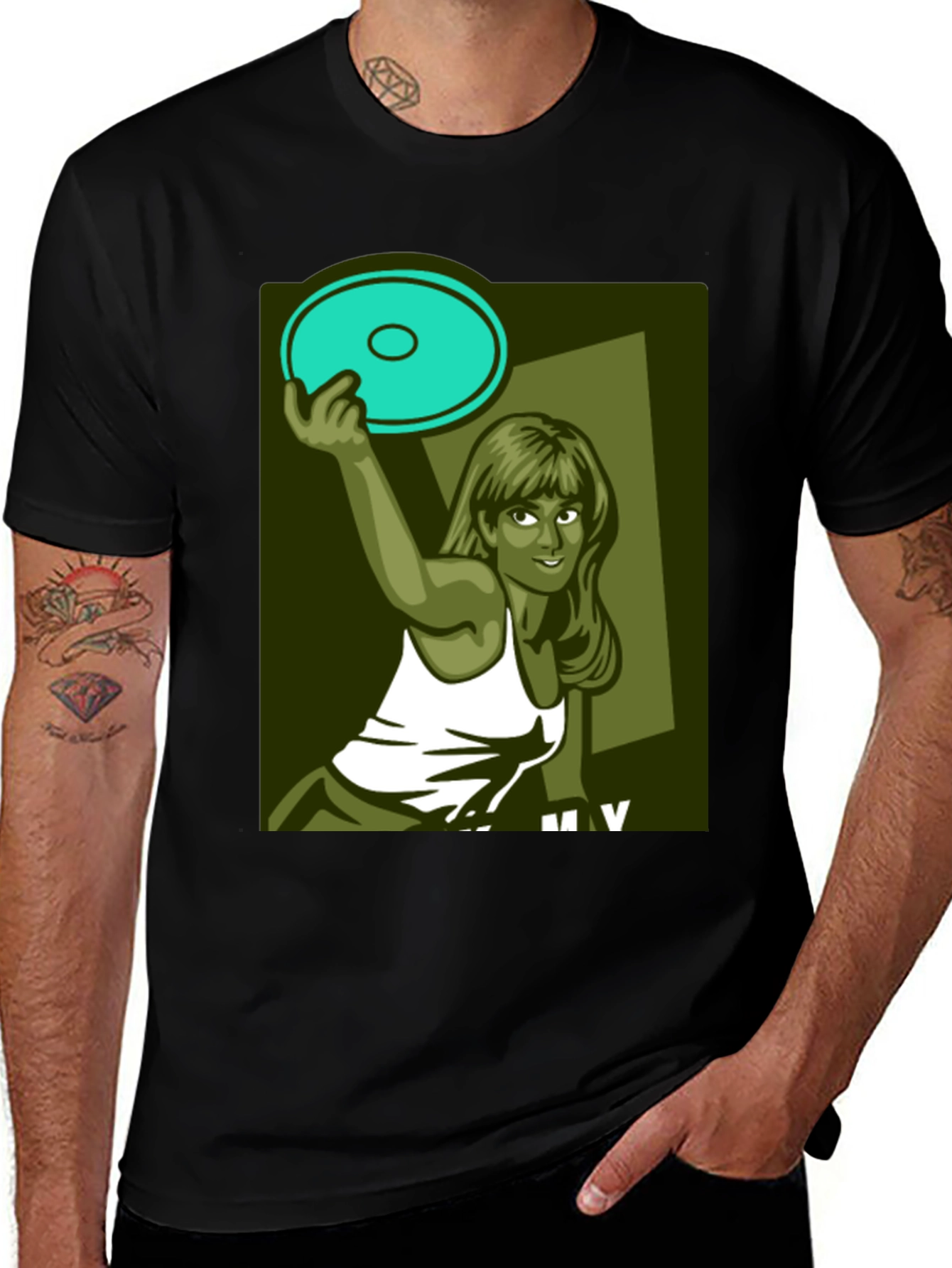 Variant 25 of Frisbee Girl Graphic Tee - Sporty Casual Cotton T-Shirt