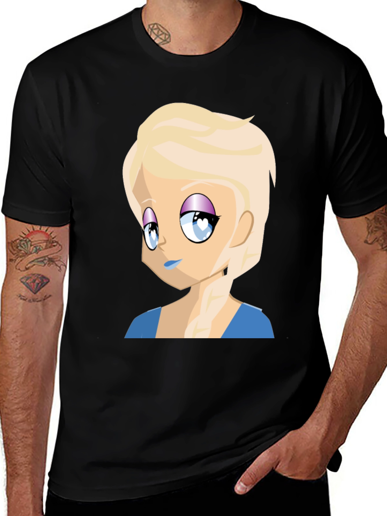 Variant 10 of Anime Girl Graphic Tee - Black Casual T-Shirt