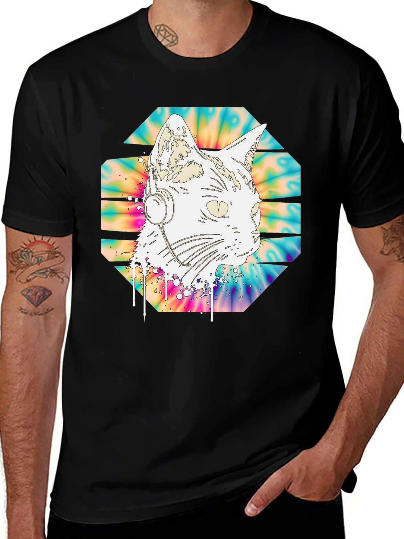 Variant 12 of DJ Cat Tie-Dye T-Shirt