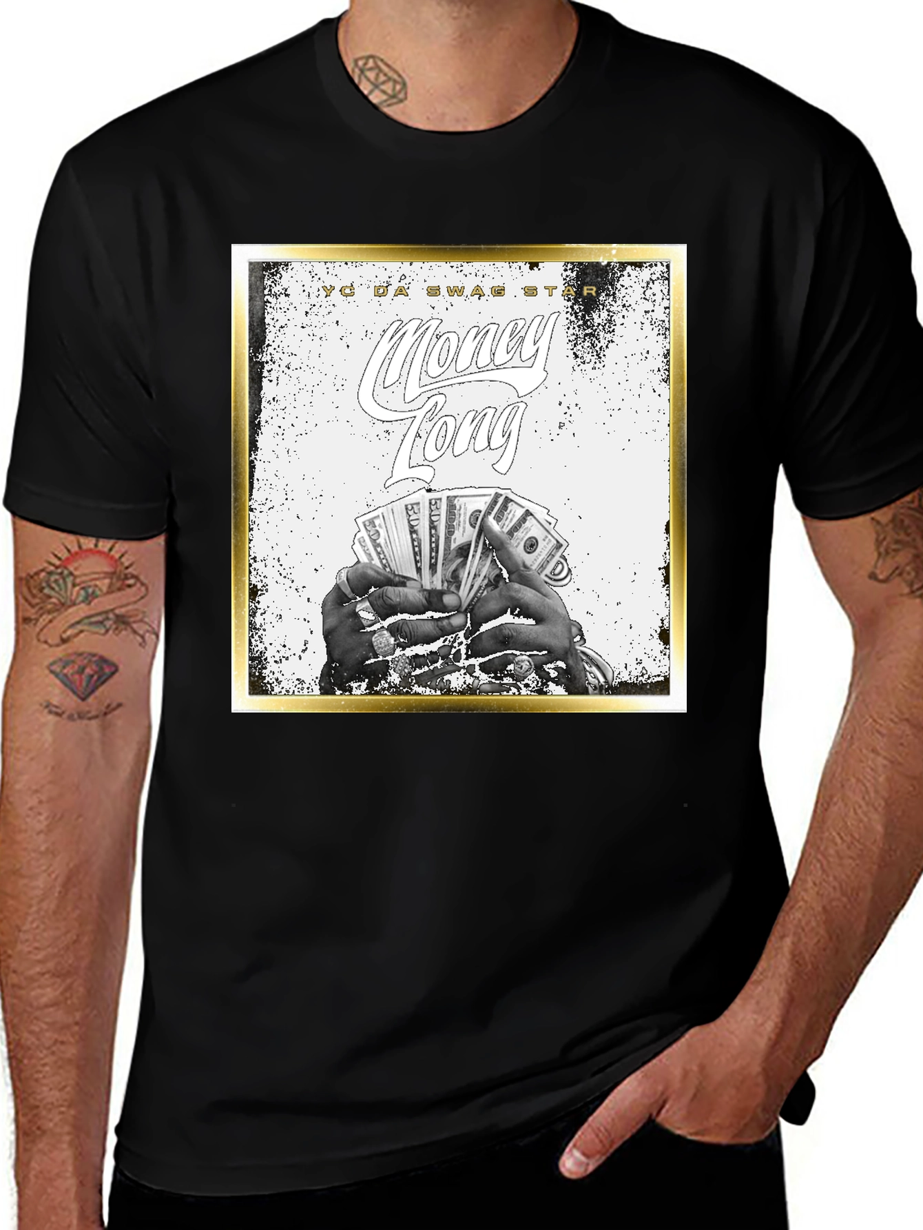 Variant 10 of Money Long Graphic T-Shirt - Black