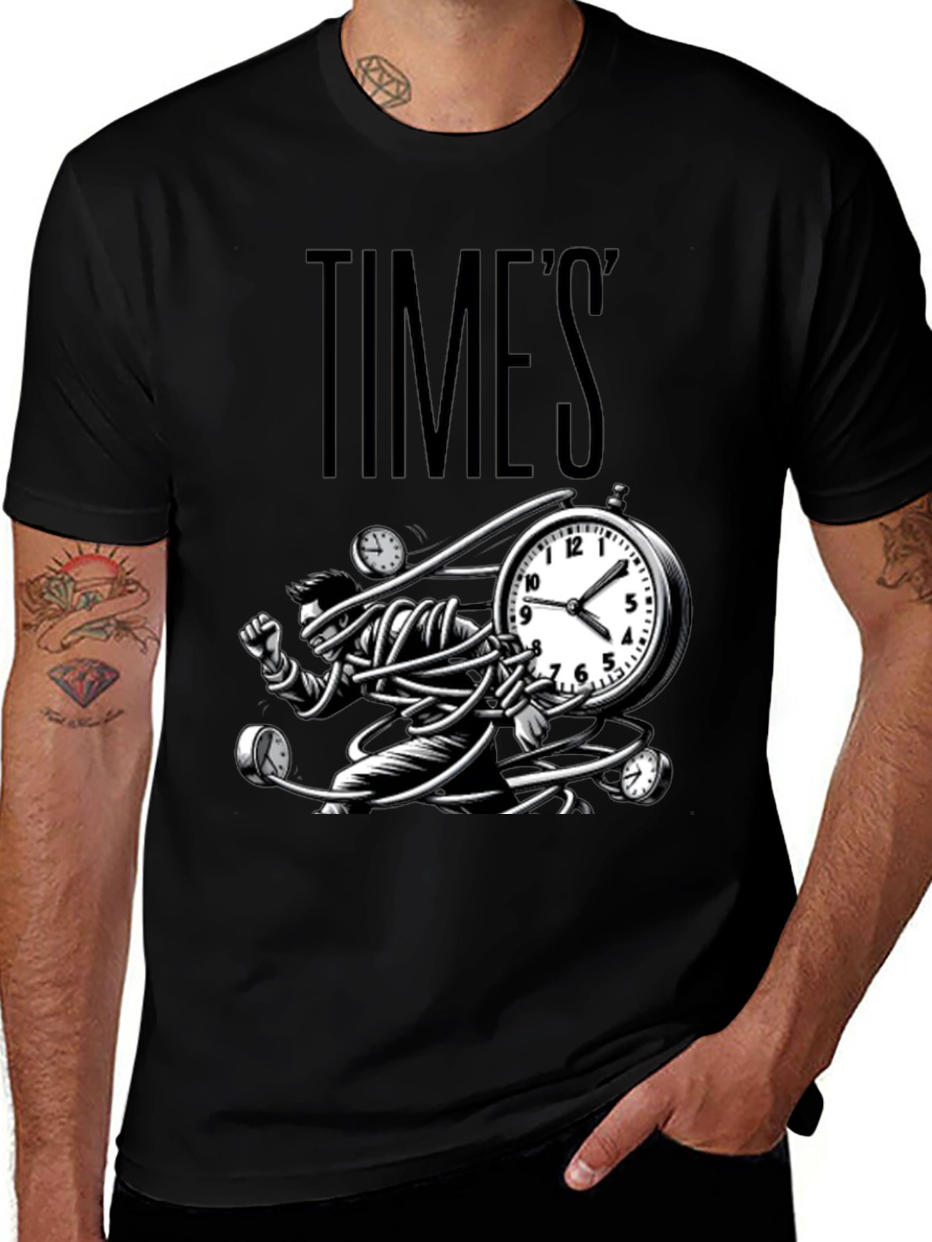 Variant 26 of Time's Up Graphic T-Shirt - Black