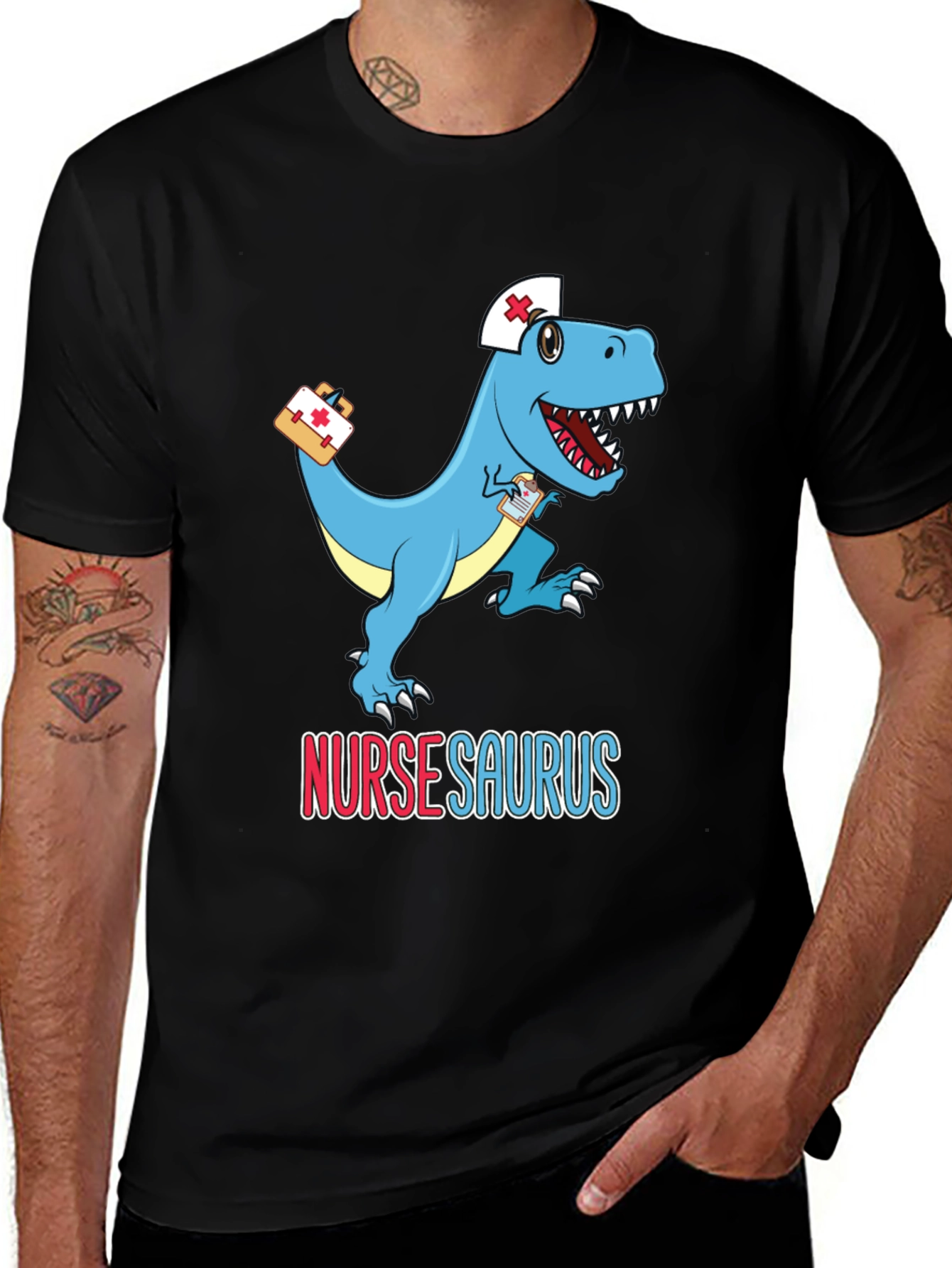 Variant 20 of NurseSaurus T-Shirt - Funny Dinosaur Nurse Tee