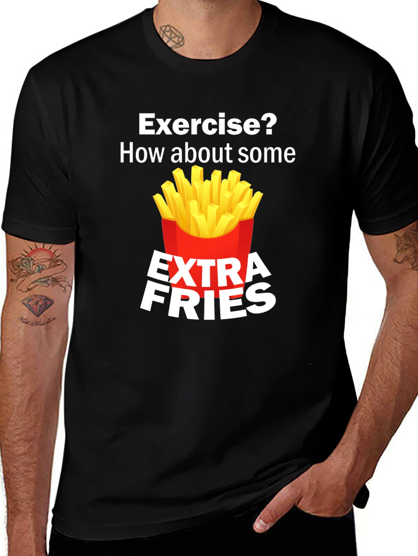 Variant 11 of Funny Exercise Extra Fries Graphic T-Shirt