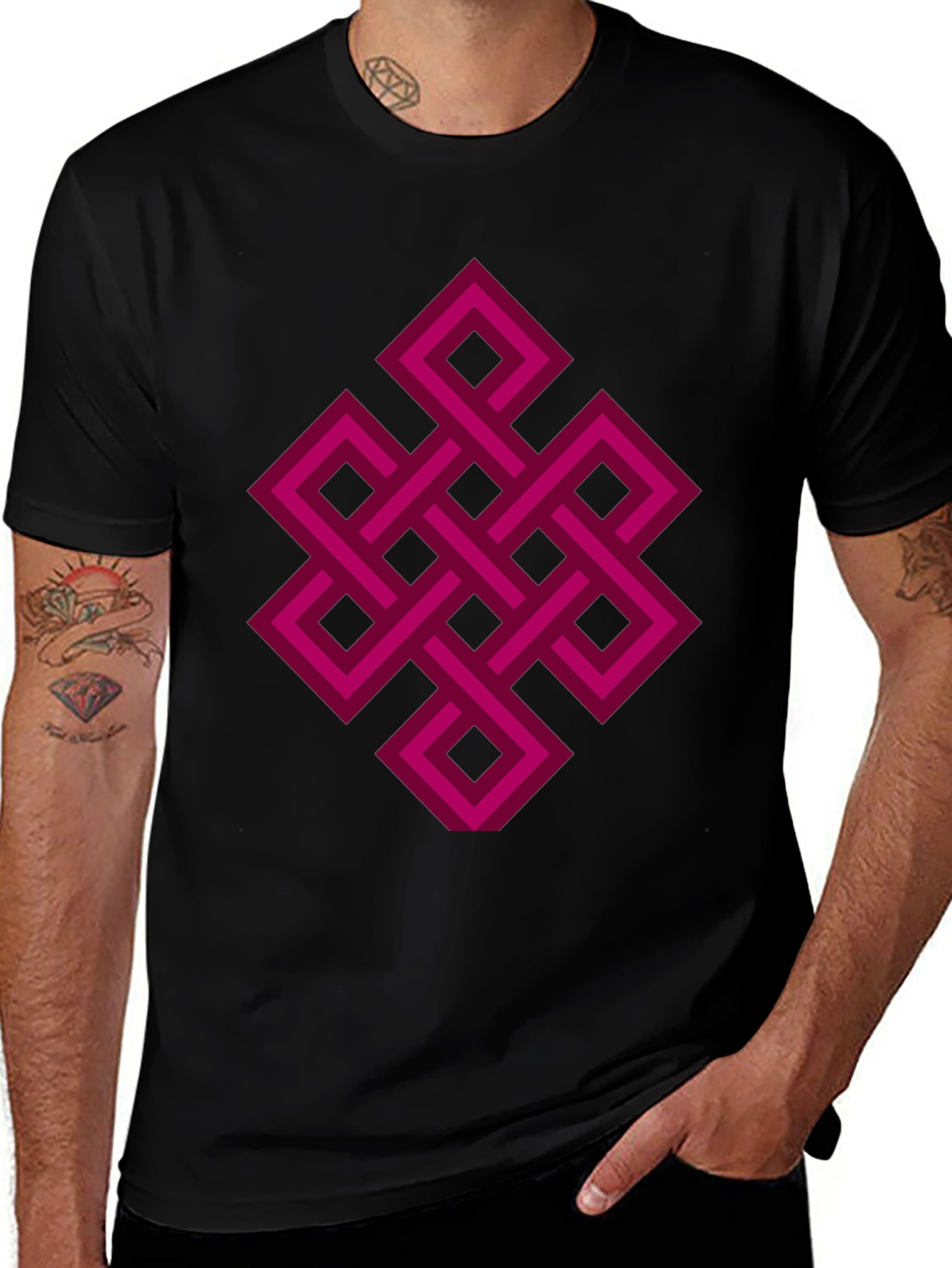 Variant 21 of Endless Knot Graphic Tee - Black Cotton T-Shirt