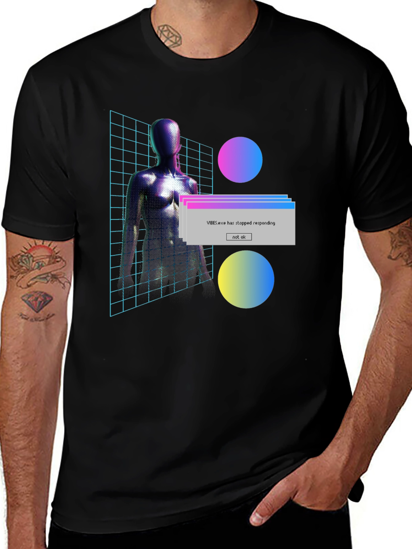Variant 25 of Vibes.exe Error Black T-Shirt