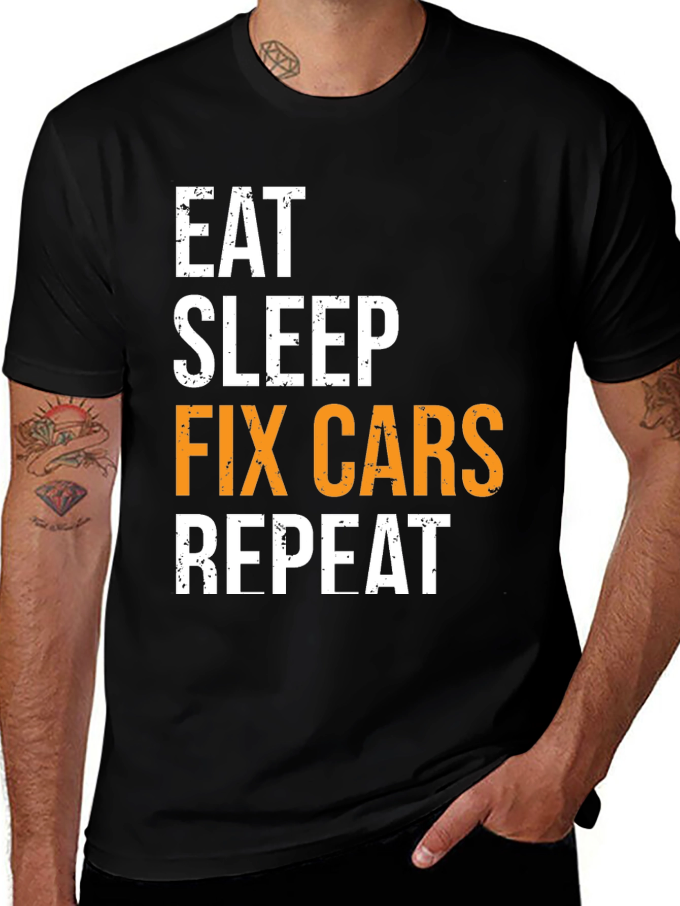 Variant 28 of Eat Sleep Fix Cars Repeat Black T-Shirt