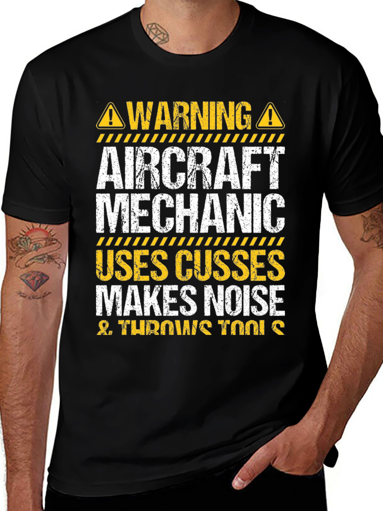 Variant 29 of Aircraft Mechanic Warning Graphic Tee