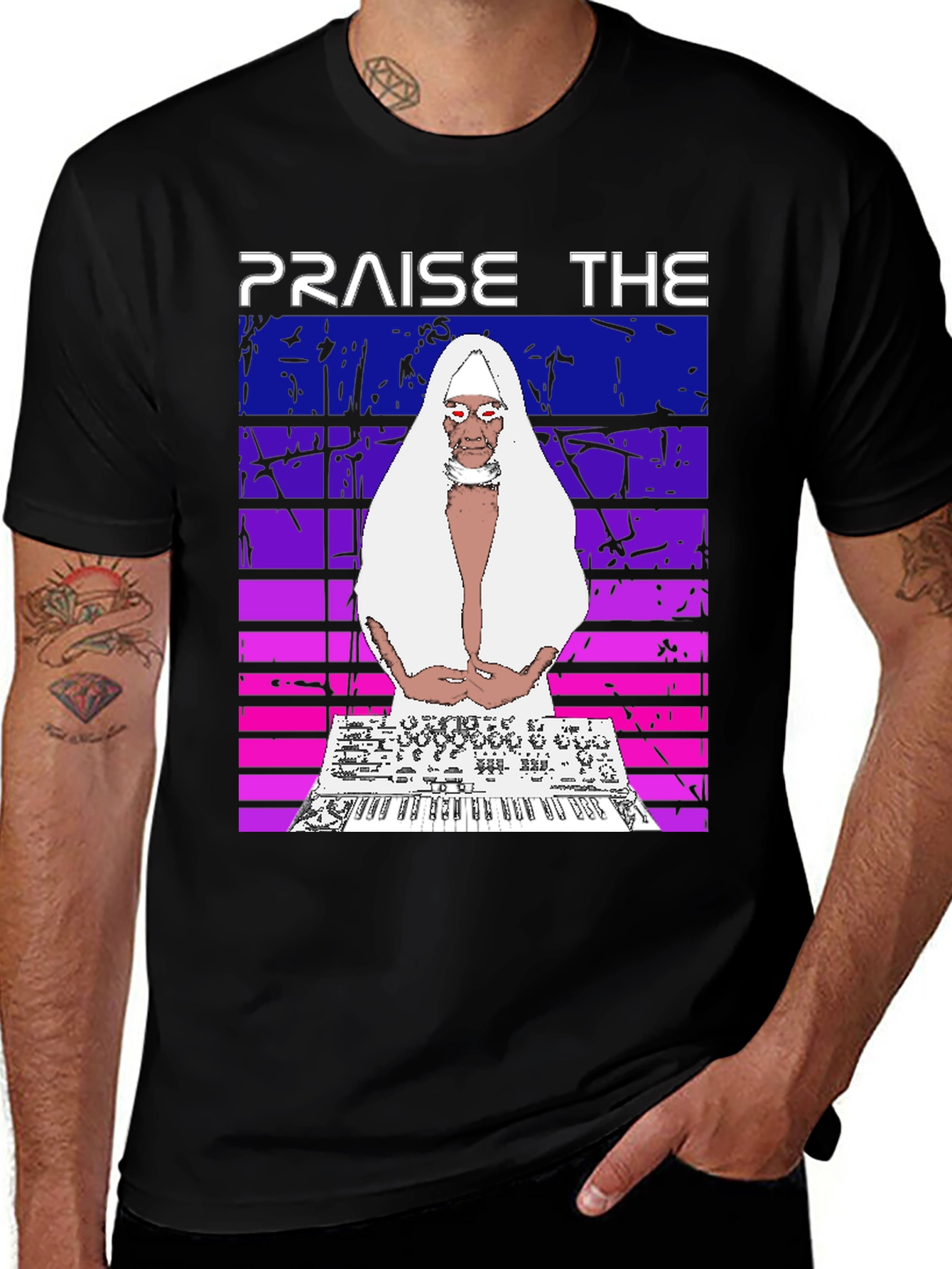 Variant 6 of Praise The Synth Black T-Shirt