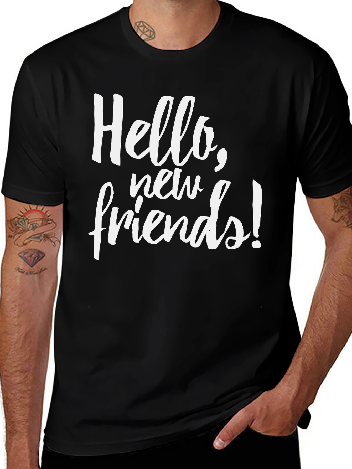 Variant 17 of Hello, New Friends! Graphic Tee - Soft Cotton