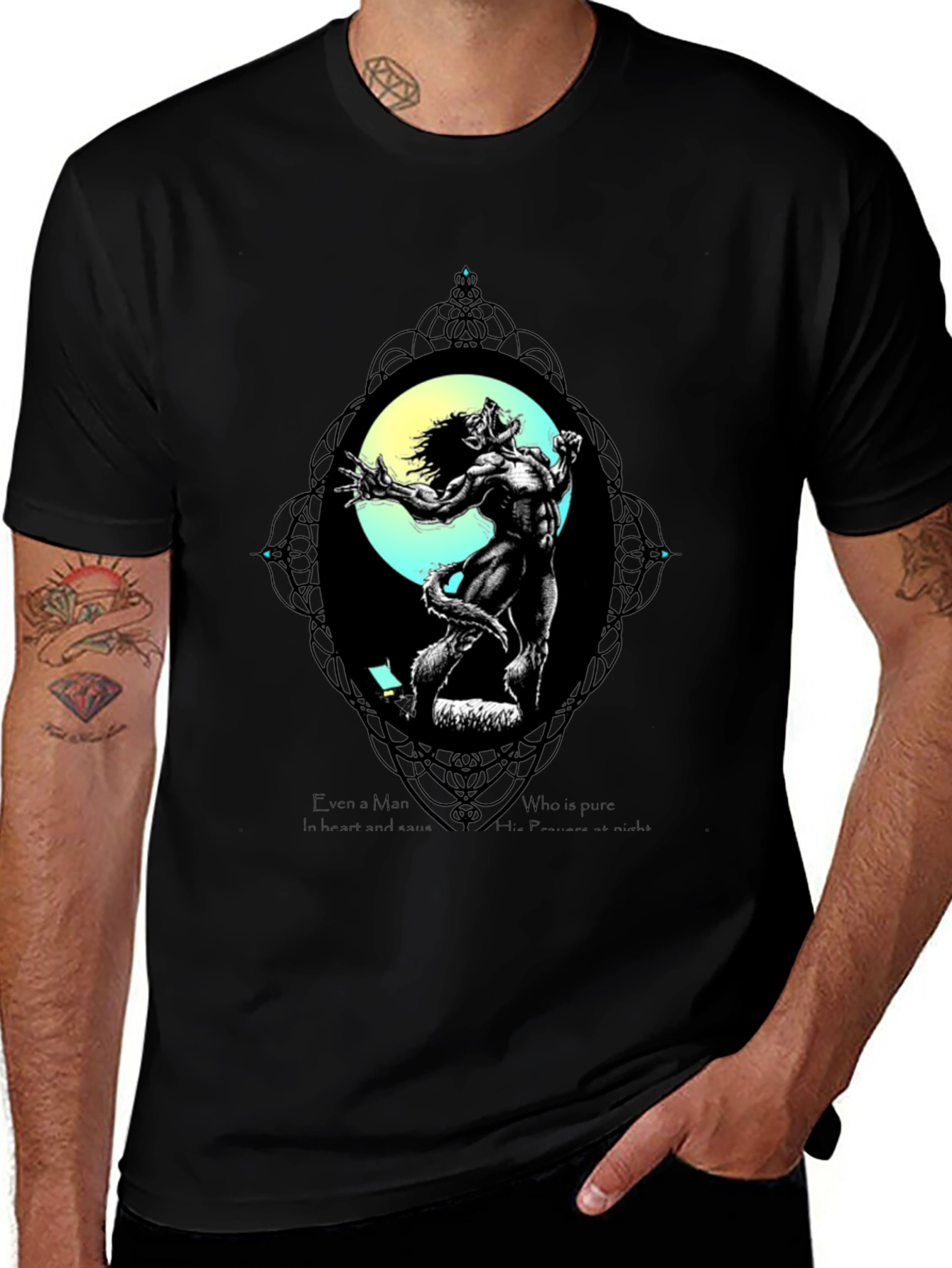 Variant 17 of Werewolf Moon Graphic T-Shirt - Black
