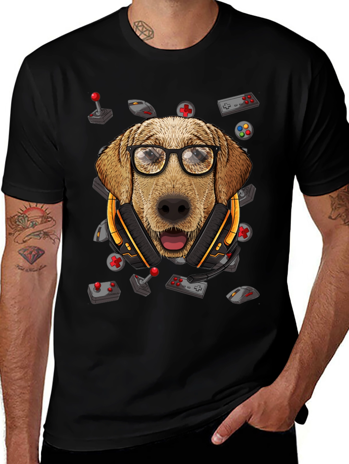 Gamer Dog T-Shirt - Golden Retriever Geek Tee