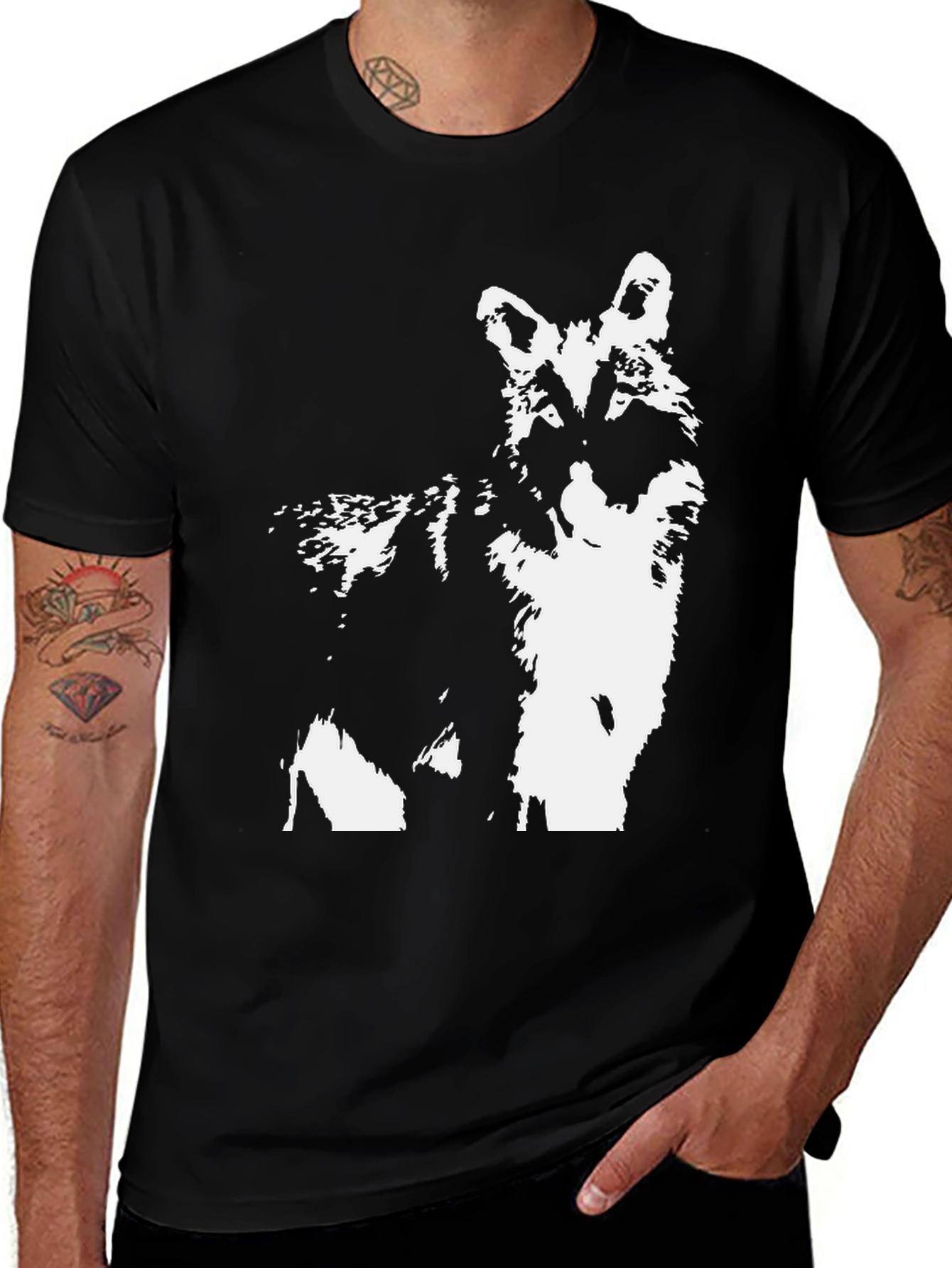 Variant 13 of Black Wolf Graphic Tee - Stylish Men's T-Shirt