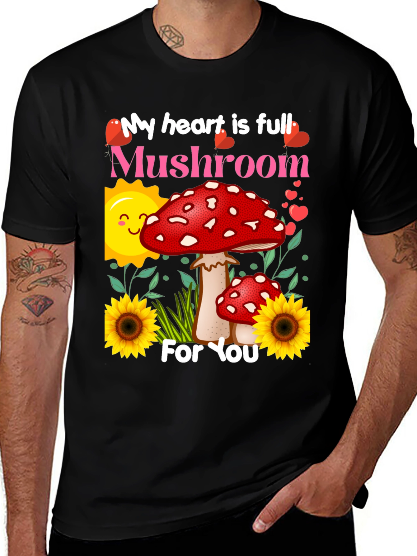 Mushroom Lover T-Shirt - Heart Full For You Design