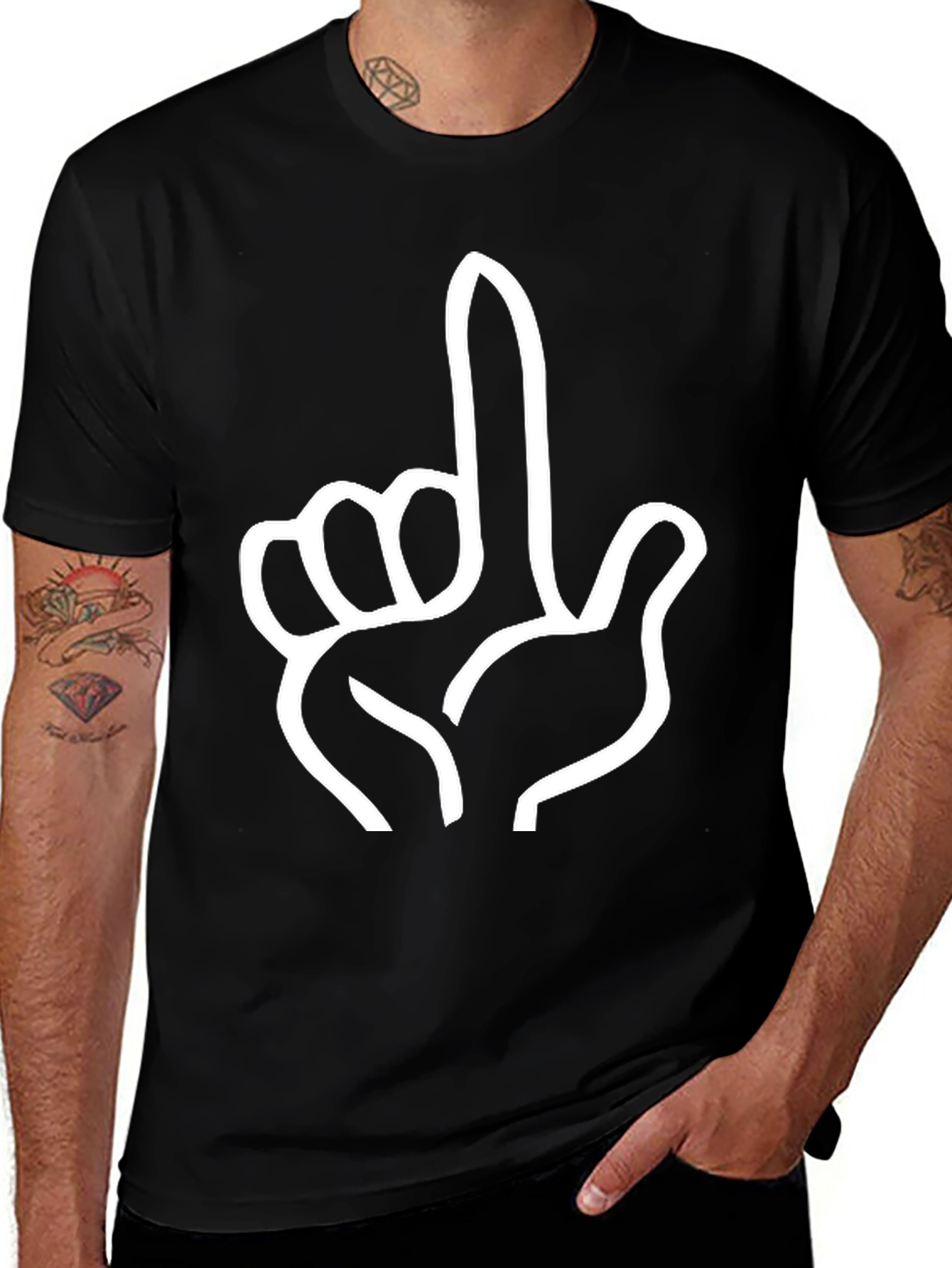 Variant 24 of Pointing Hand Graphic Tee - Black