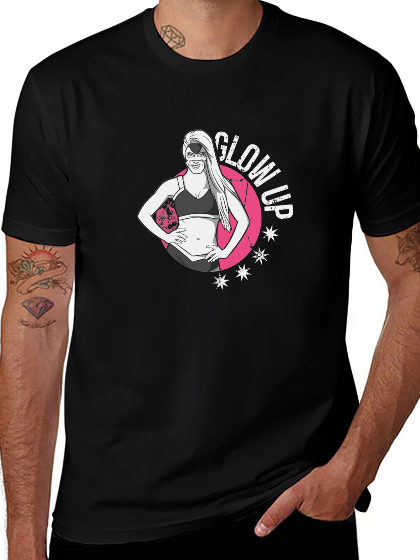 Glow Up Black Graphic Tee