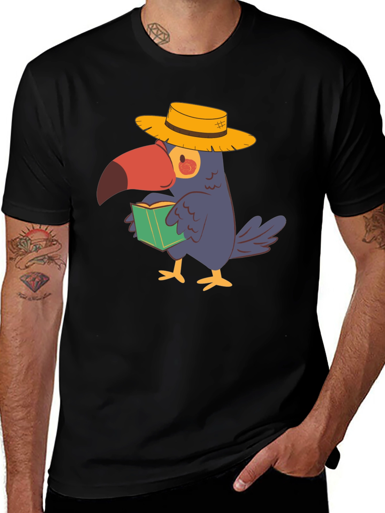 Variant 14 of Toucan Reader Black T-Shirt