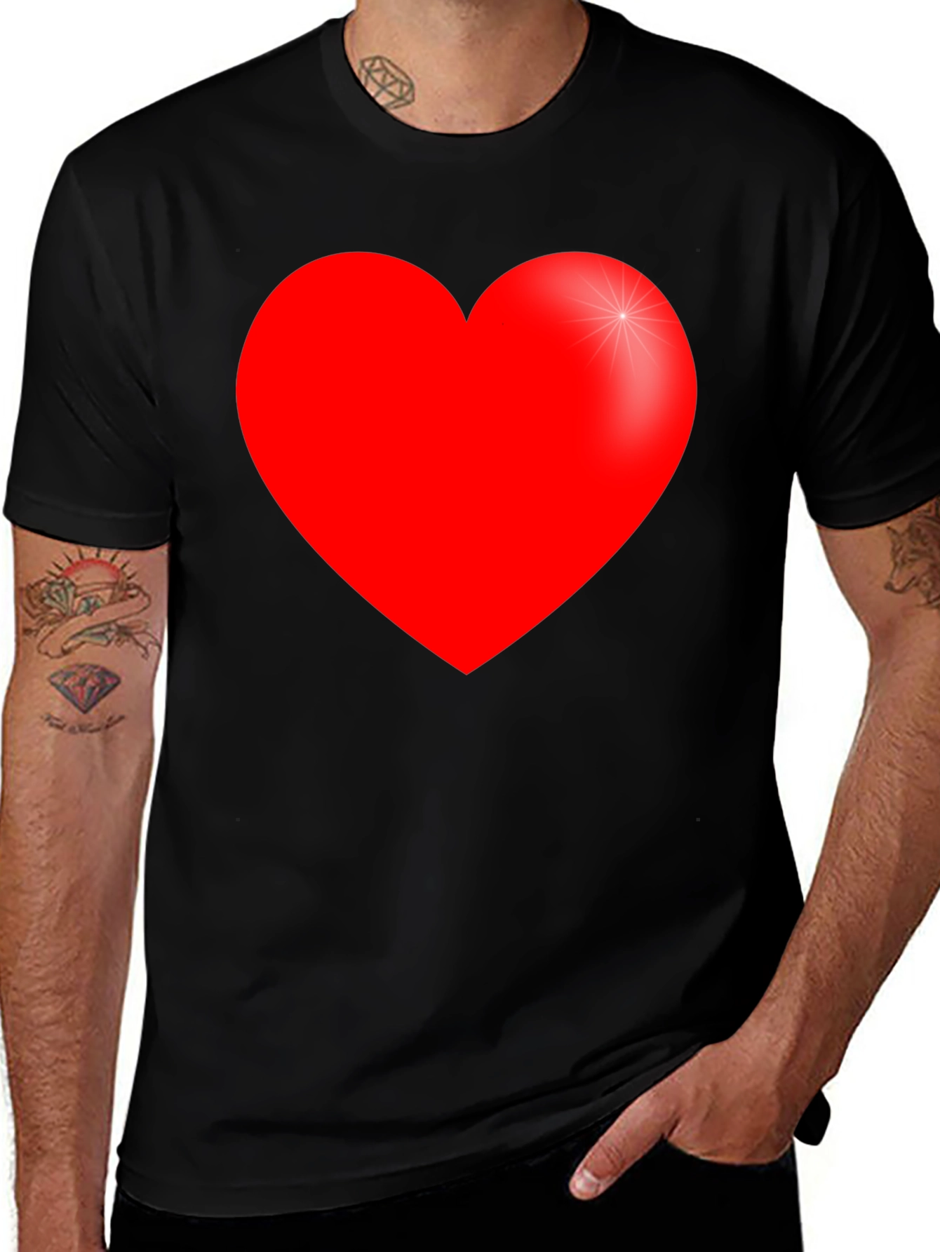 Variant 7 of Heart Graphic Black T-Shirt