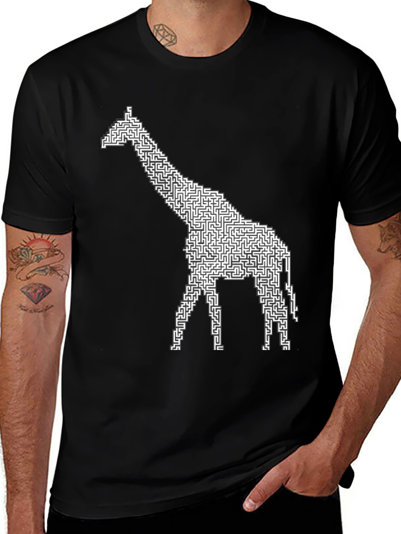 Giraffe Maze Black T-Shirt