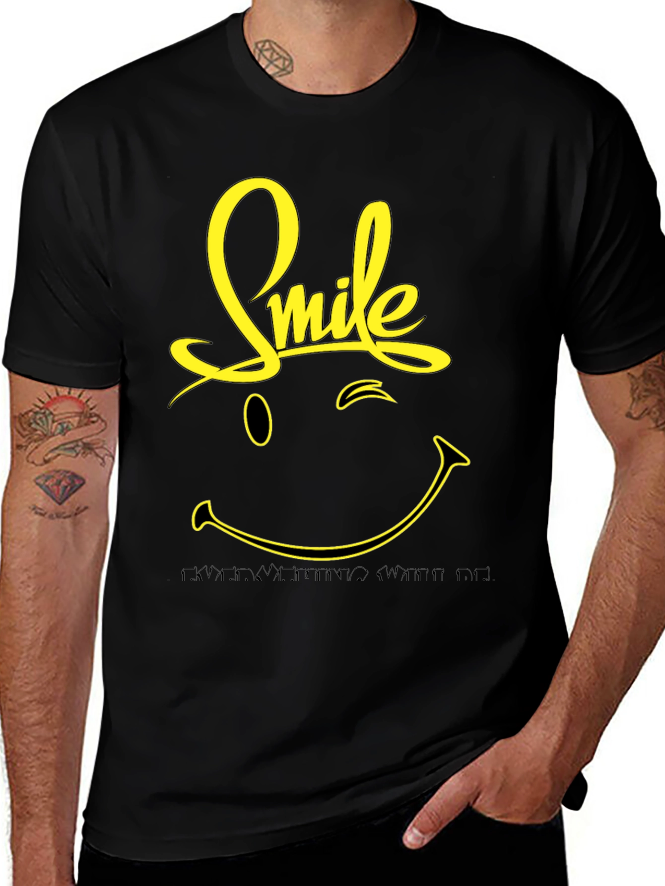 Smile Graphic T-Shirt - Mens Black Tee