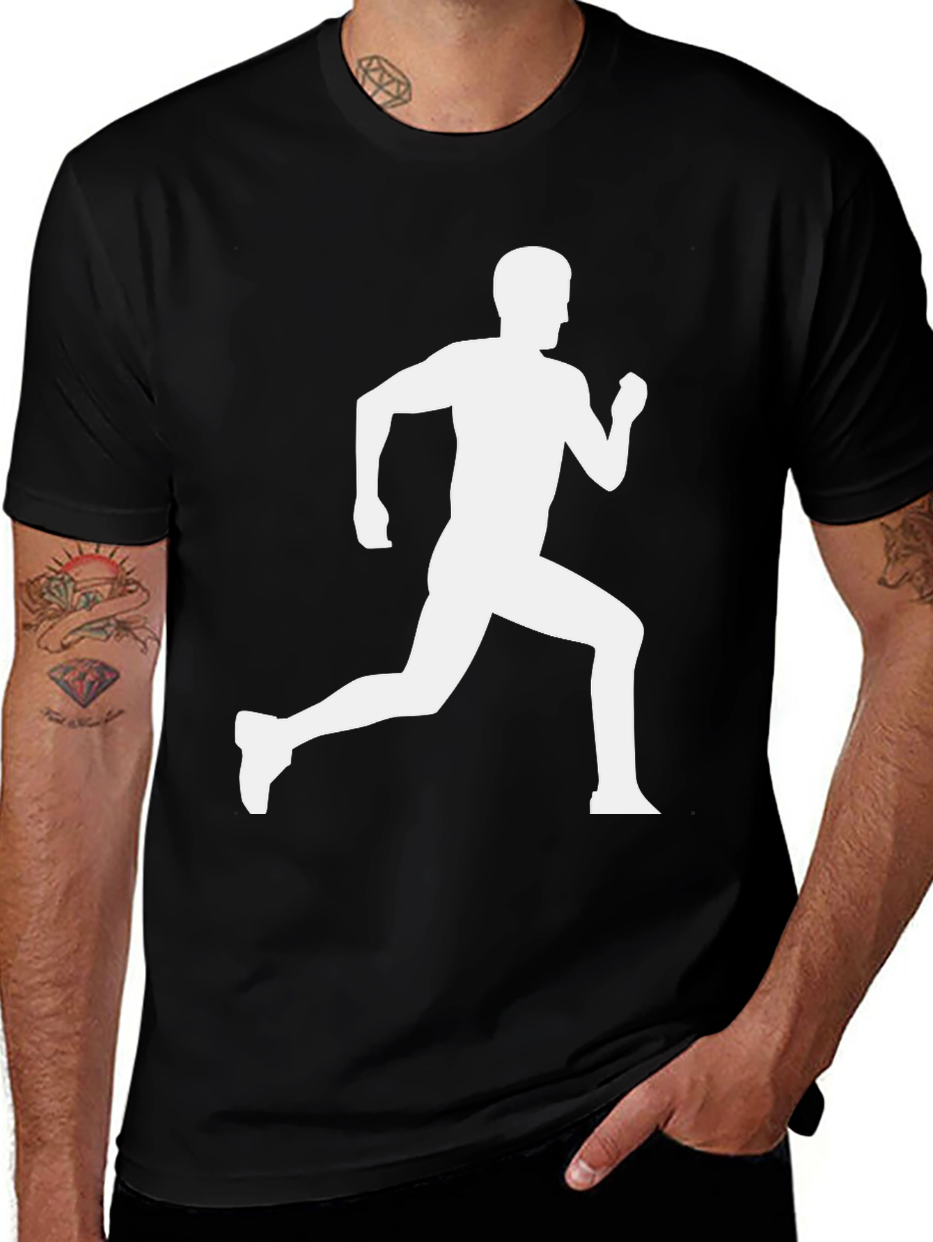 Variant 3 of Runner Graphic Tee - Black Cotton T-Shirt
