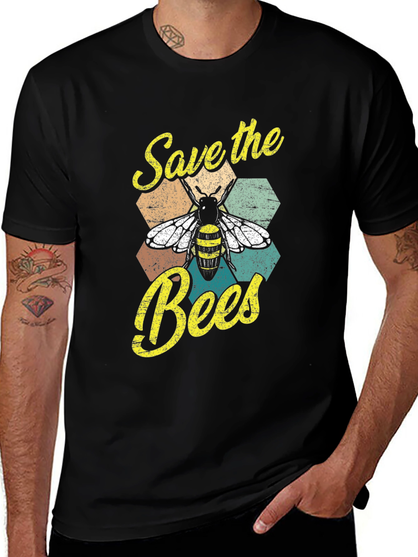 Save the Bees Graphic T-Shirt - Black Cotton Tee