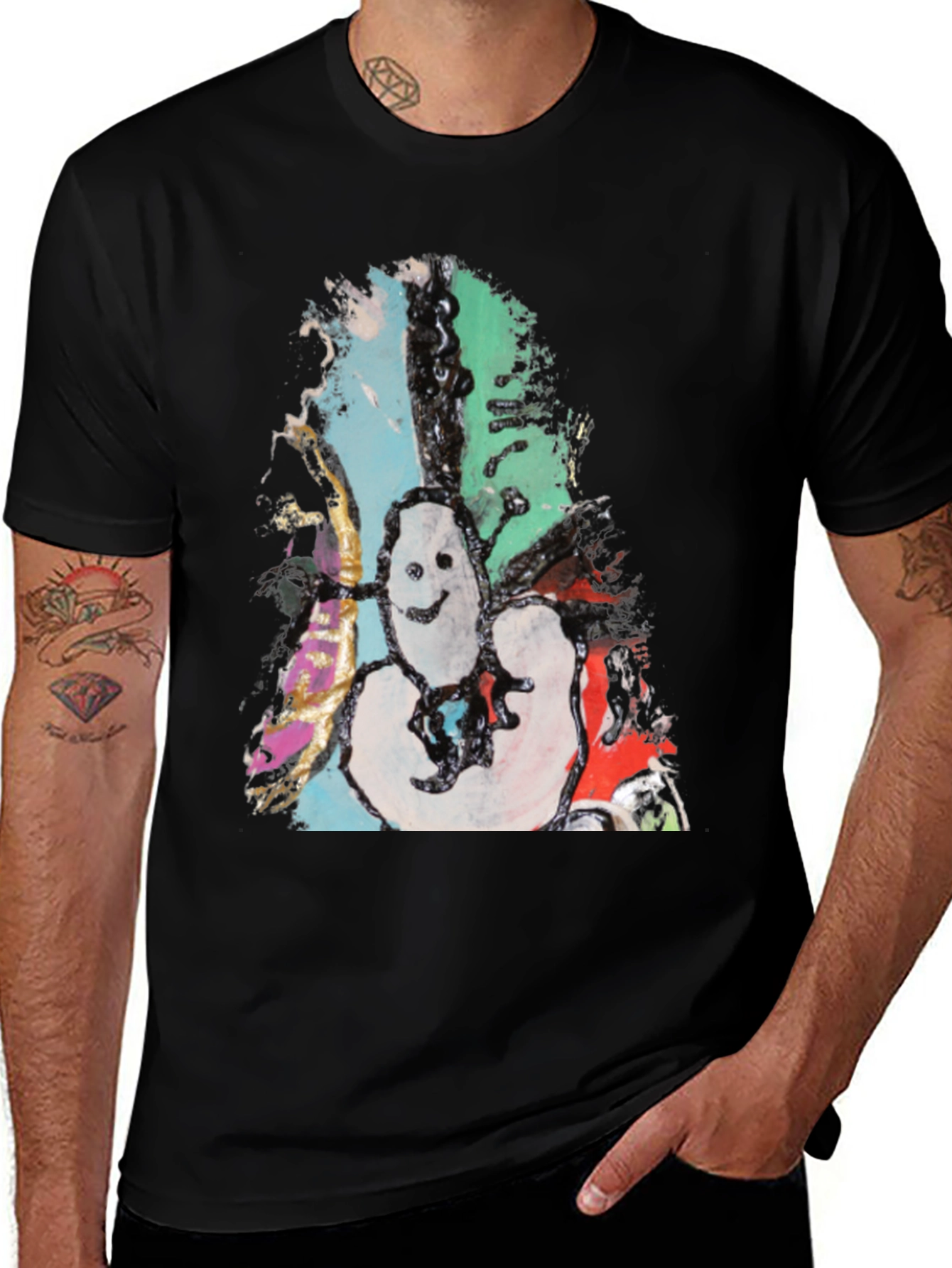 Variant 2 of Abstract Art Graphic Print Black Tee