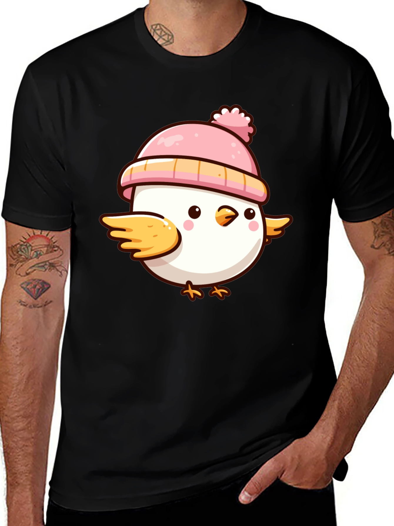 Variant 8 of Cute Chick with Pink Hat Graphic T-Shirt
